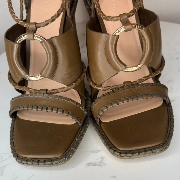 Ulla Johnson Leather Sandals Whipstitch Trim Multi Strap Ankle‎ - 40 / 9.5-10 - Picture 12 of 16